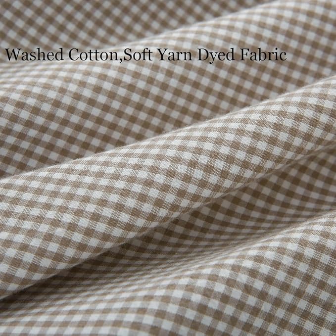 Brown/White Ruffle Plaid Throw Pillow Covers Set of 2, Farmhouse Checkered - Image 5