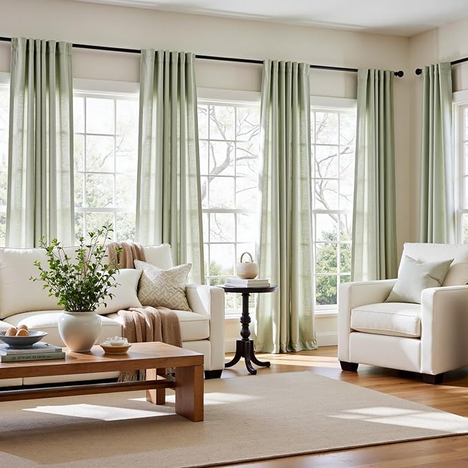 jinchan Linen Blend Curtains 90 inch Length 2 Panels - Image 3