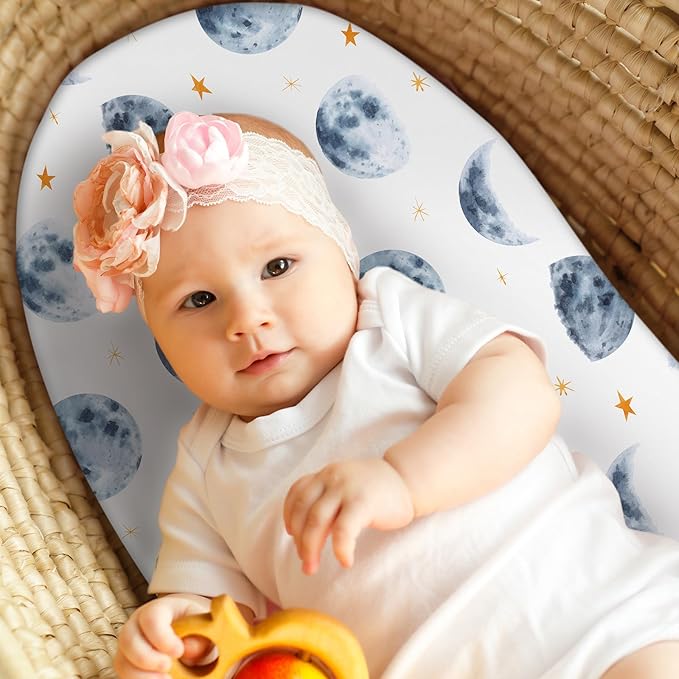 Baby Bassinet Sheets Girl Boy, Fitted Bassinet Sheet Set 3 Pack Bassinet - Image 2