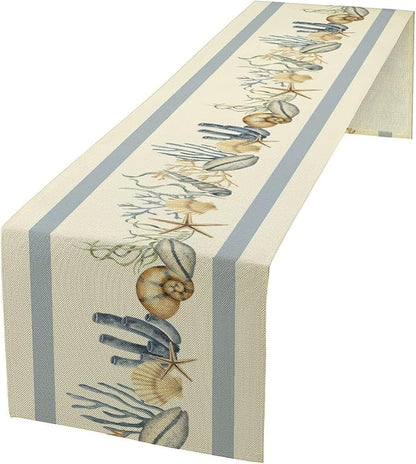 Sea Shell Starfish Table Runner Seasonal Spring Summer Tropical Ocean Table by Unknown