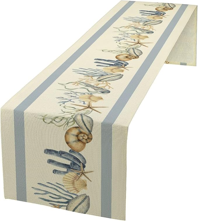 Sea Shell Starfish Table Runner Seasonal Spring Summer Tropical Ocean Table by Unknown