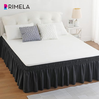 RIMELA Black Bed Skirt King Size 25 Inch Drop, Elastic Bed Skirting - Image 6