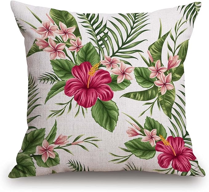 TSSOHU Hawaiian Tropical Leaf Square Throw Pillow Cover Palm Banana Leaves by TSSOHU