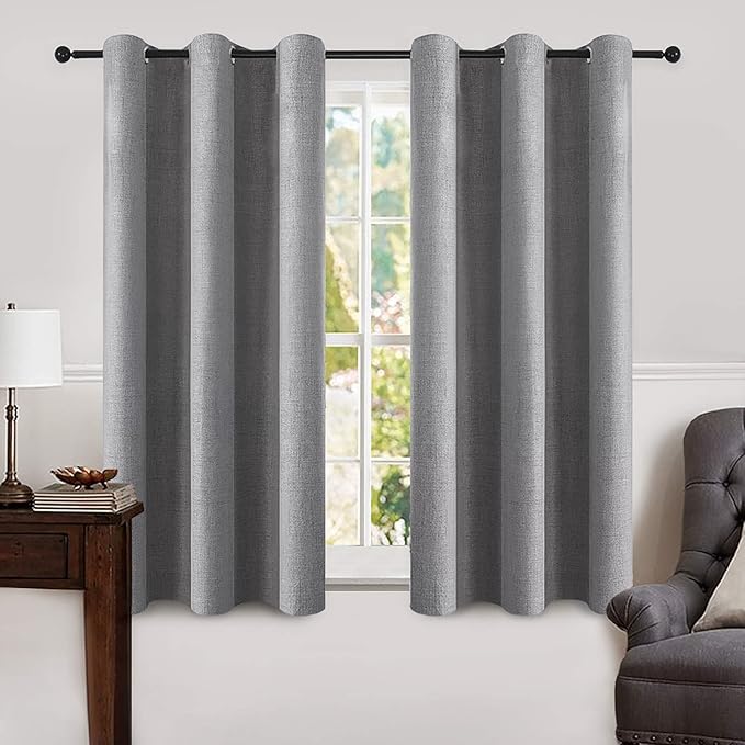 MIULEE Linen Blackout Curtains and Drapes 100% Room Darken Thermal Insulated by MIULEE