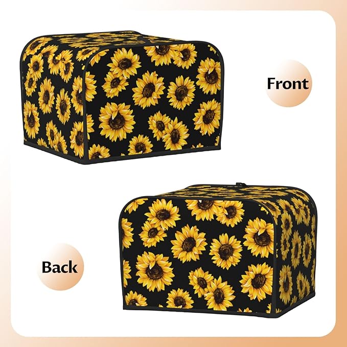 Sunflower Stylish Black 4 Slice Toaster Cover, Waterproof Toaster Dust Cover - Image 4