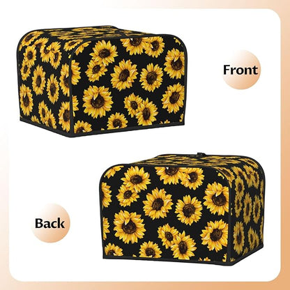 Sunflower Stylish Black 4 Slice Toaster Cover, Waterproof Toaster Dust Cover - Image 4