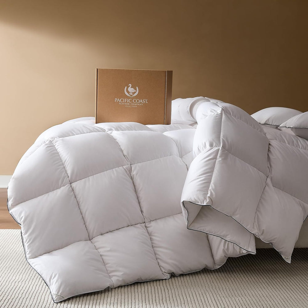 Pacific Coast Goose Feather Down Fiber Comforters Queen Size, Extra Fluffy Wh...