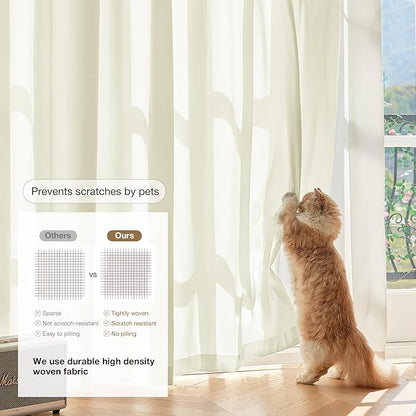 Anmao Non-See-Through Cream Privacy Semi Sheer Curtains - Image 4