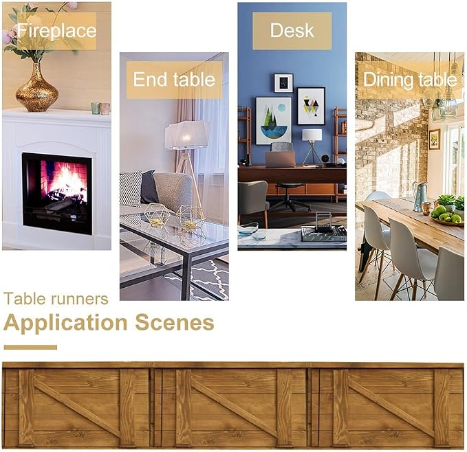 Rustic Barn Door Table Runner Brown Garage Wood Wooden Country Western - Image 6