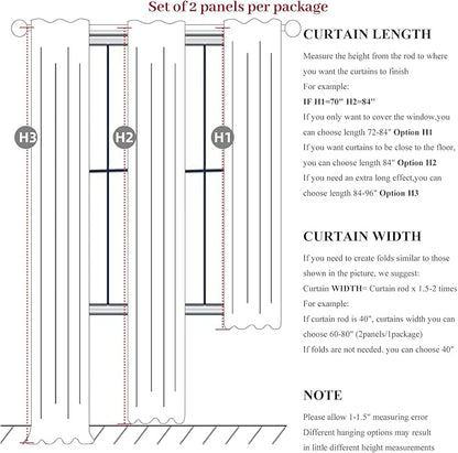 100% Blackout Curtains 45 Inches Long 2 Panels Set, Short Linen Heat Blocking - Image 3