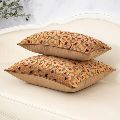 Alerfa Brown Floral Throw Pillow Cover 18 x 18 Inch Cut Velvet Sqaure Luxury - Image 4