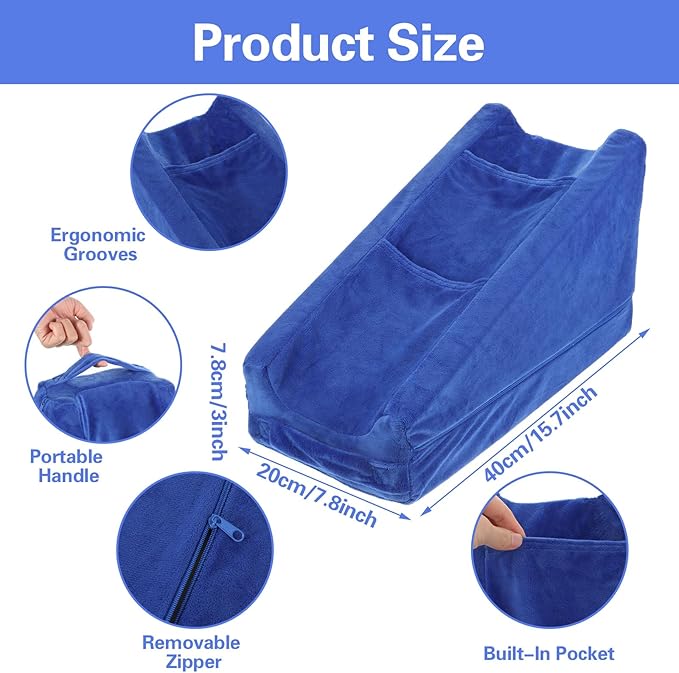 Gray Arm Elevation Pillow with 2 Pockets, Soft Ergonomic Support Pillow - Image 2