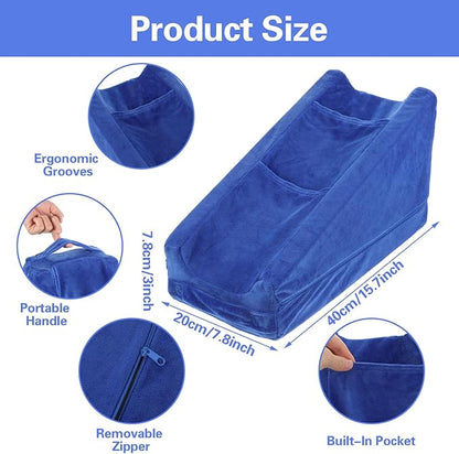 Gray Arm Elevation Pillow with 2 Pockets, Soft Ergonomic Support Pillow - Image 2