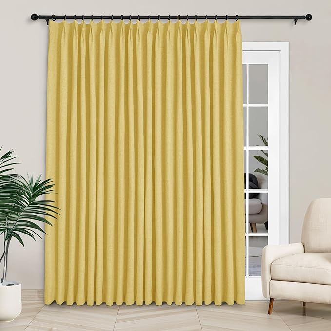 Macochico Extra Wide 100% Blackout Linen Curtains by Macochico