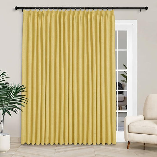 Macochico Extra Wide Full Blackout Linen Curtains by Macochico