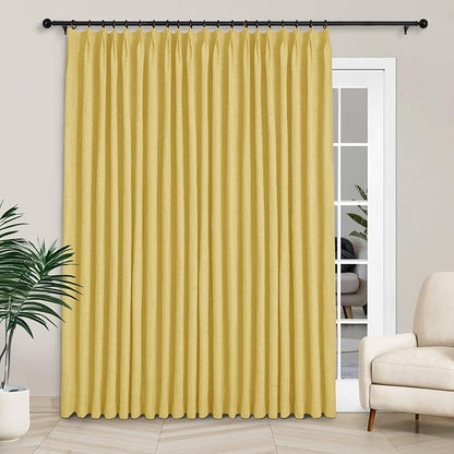 Macochico 100”Wx102”L 100% Blackout Pinch Pleated Linen Curtains by Macochico