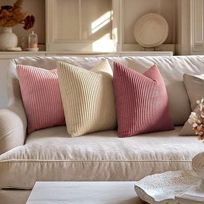 MIULEE Pack of 2 Corduroy Pillow Covers Soft Soild Striped Throw Pillow Covers - Image 4