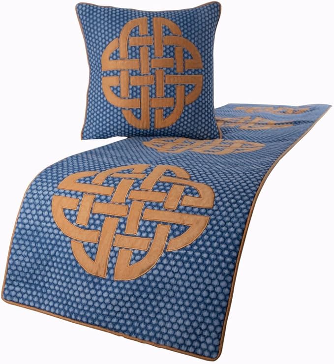The HomeCentric Blue Bed Runner, CA King Size 86"x18" Decorative Bed Runner by TheHomeCentric