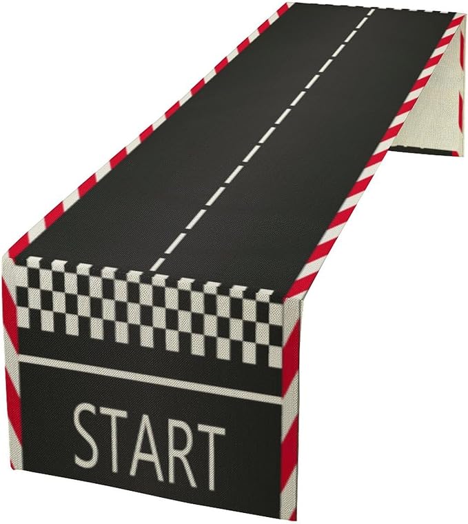 Racetrack Table Runner Runway Road Sport Racing Theme Spring Seasonal Dinner by moderw