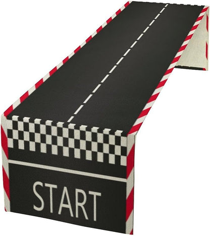 Racetrack Table Runner Runway Road Sport Racing Theme Spring Seasonal Dinner by moderw