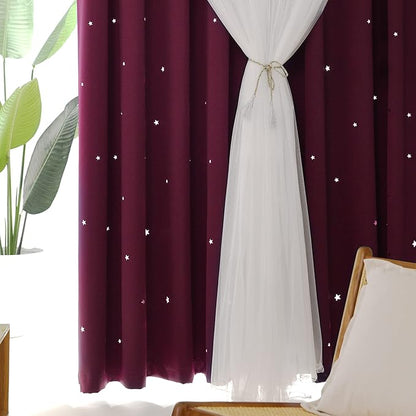 Kinryb Kids Blackout Curtains for Bedroom/Living Room/Classroom, Sheer Overlay - Image 5