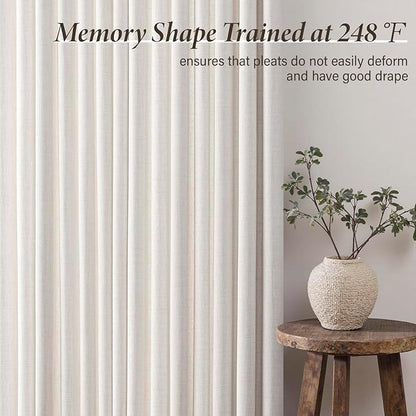 MIULEE Pinch Pleated Thick Linen Curtains 102 Inch 4 Panels Set Back Tab Memory - Image 4