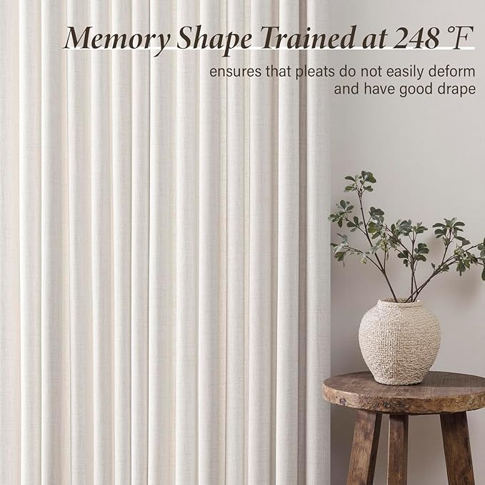 MIULEE Pinch Pleated Thick Linen Curtains 84 Inch 4 Panels Set Back Tab Memory - Image 4