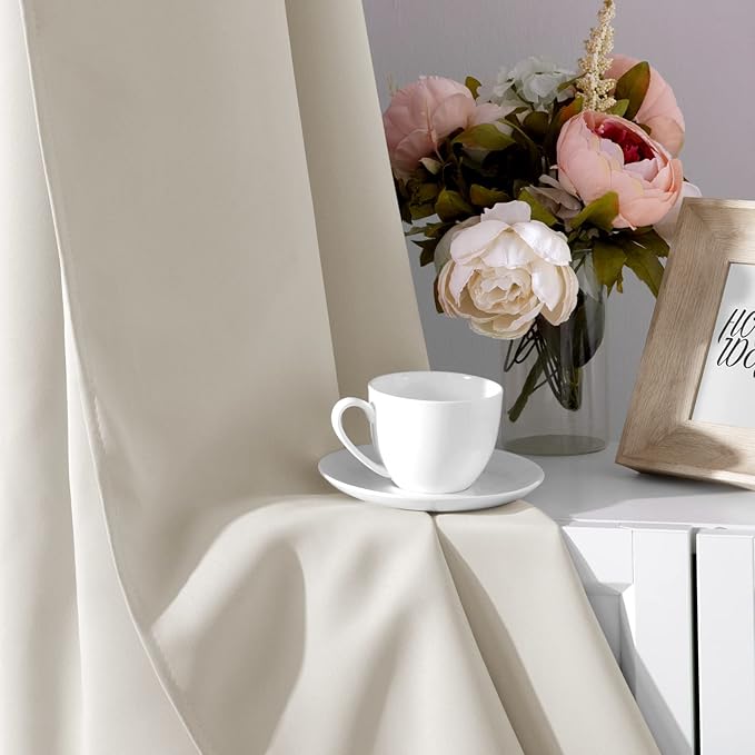 HOMEIDEAS Cream Beige Blackout Curtains - Image 7