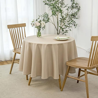maxmill Round Linen Looking Textured Tablecloth Spill-Proof Wrinkle Free Soft - Image 2