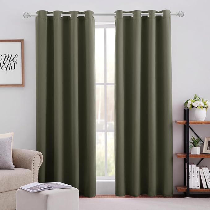 HOMEIDEAS Olive Green Blackout Curtains by HOMEIDEAS