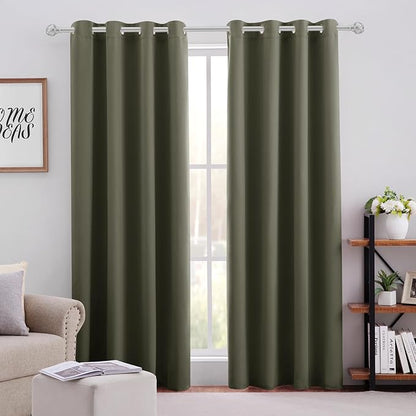 HOMEIDEAS Olive Green Blackout Curtains by HOMEIDEAS