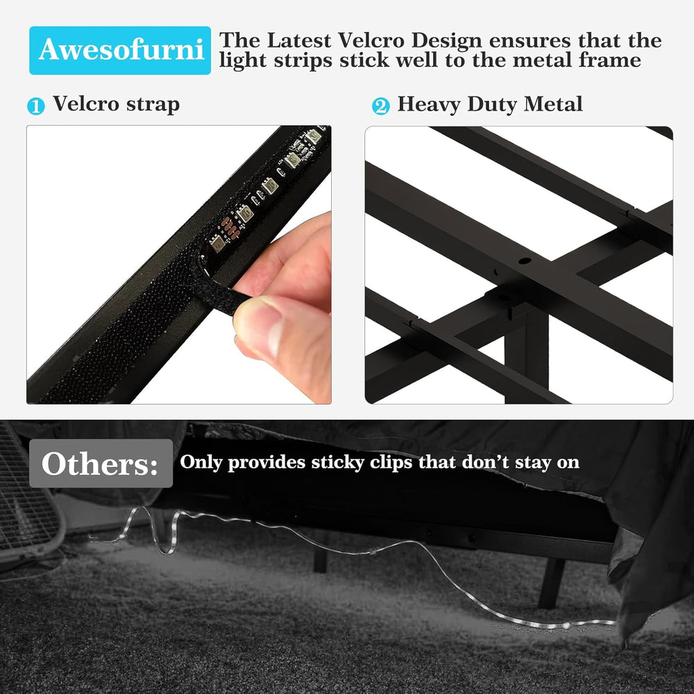 Floating Bed Frame King Size, King Bed Frame with Smart LED Lights