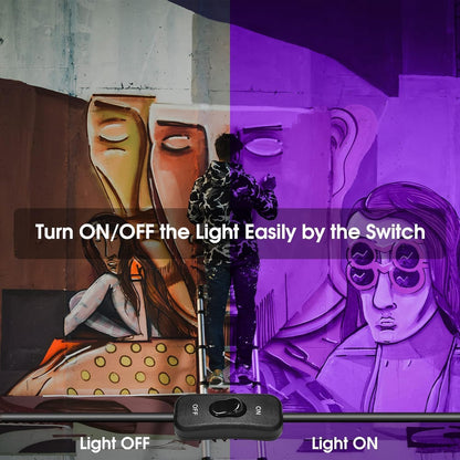 YANYCN 4 Pack 150W LED Black Lights, Blacklight Flood Light Outdoor with Plug and Switch, IP66 Waterproof for Dance Party, Glow in The Dark, Halloween Lights, Body Paint, Fluorescent Poster