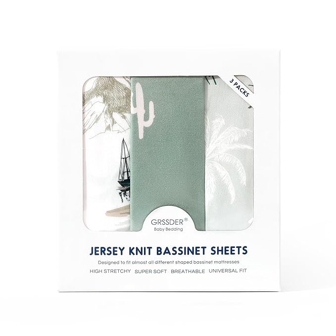 GRSSDER Stretchy Ultra Soft Fitted Bassinet Sheets 3 Pack, Universal Fit - Image 4