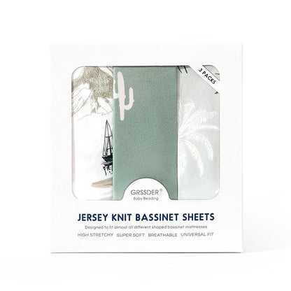 GRSSDER Stretchy Ultra Soft Fitted Bassinet Sheets 3 Pack, Universal Fit - Image 4