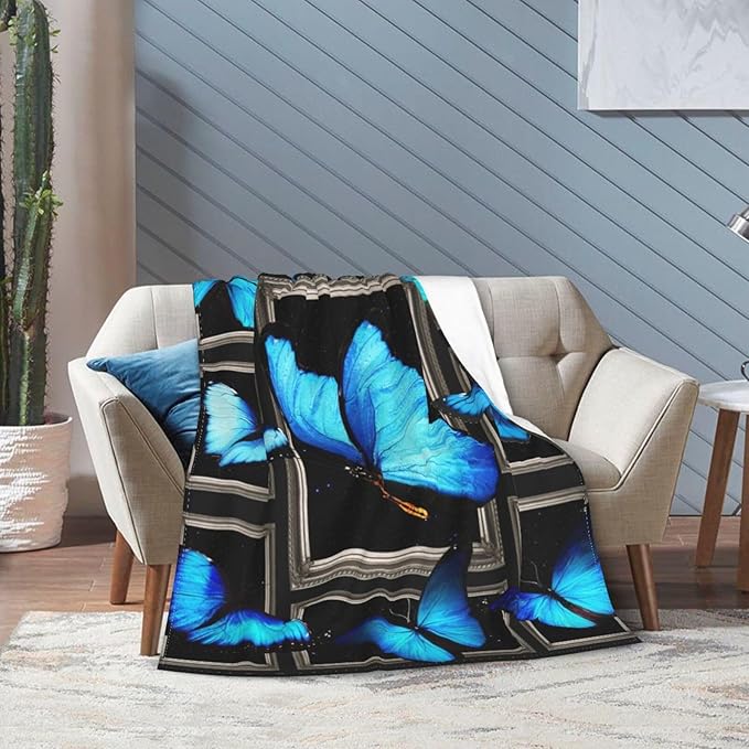 Blue Butterfly Blanket Butterflies Throw Blanket Butterfly Flannel Stuff Merch - Image 7