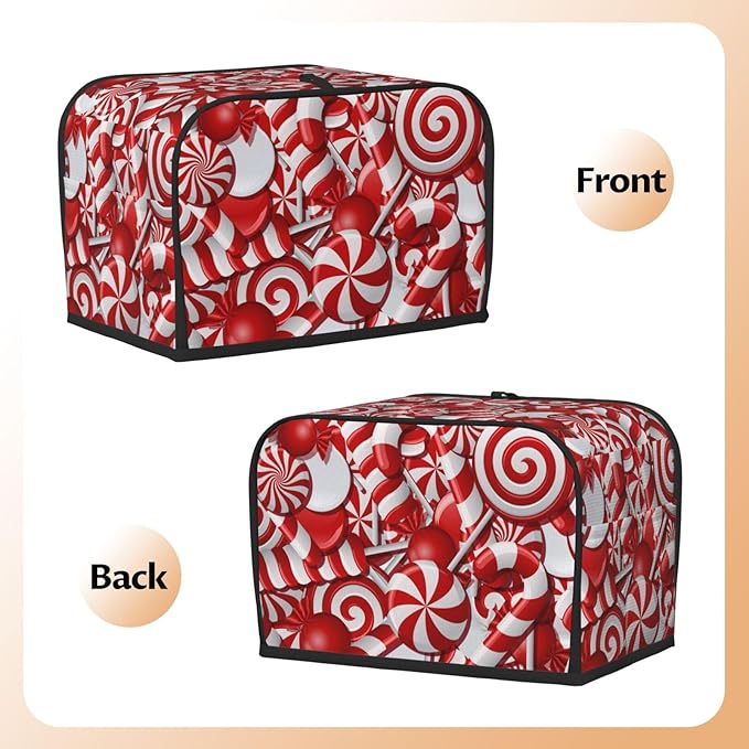 Red And White Christmas Candy Canes 2 Slice Toaster Cover, Waterproof Toaster - Image 4