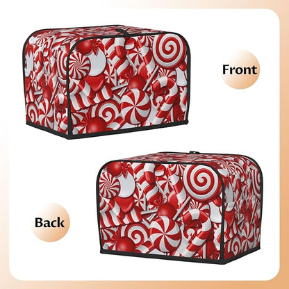 Red And White Christmas Candy Canes 2 Slice Toaster Cover, Waterproof Toaster - Image 4