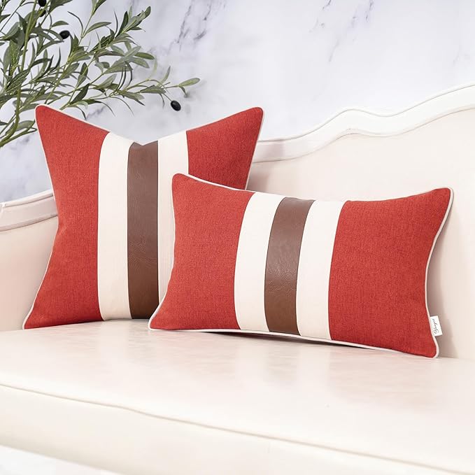 Yangest Patchwork Pillow Cover 12x20 Inch Luxury Cotton and Linen Cushion Cover - Image 5