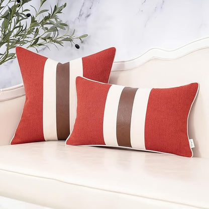 Yangest Patchwork Pillow Cover 12x20 Inch Luxury Cotton and Linen Cushion Cover - Image 5