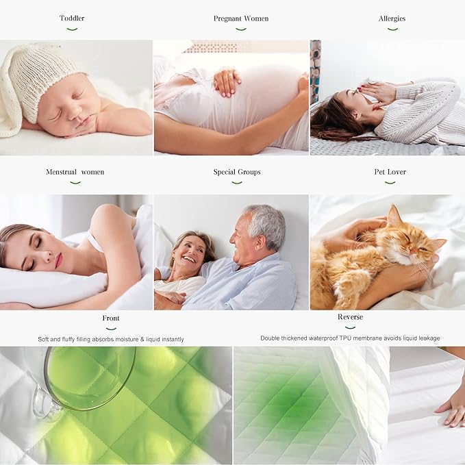 UNILIBRA Queen Mattress Pad Waterproof Rayon Made from Bamboo, Fitted Deep - Image 5