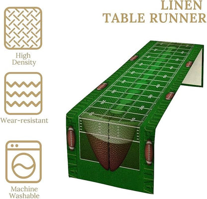 American Football Table Runner Sport Game Days Seasonal Football Field and Ball - Image 4