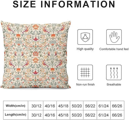 William Morris Floral Original Throw Pillow Covers Boho Chic Retro Floral Bird - Image 2