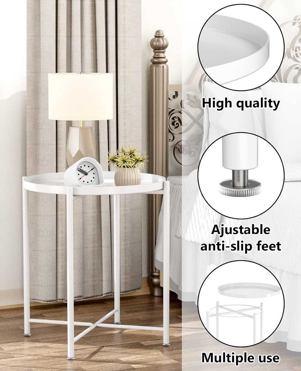 EKNITEY End Table,Folding Metal Side Table Waterproof Small Coffee Table Sofa...