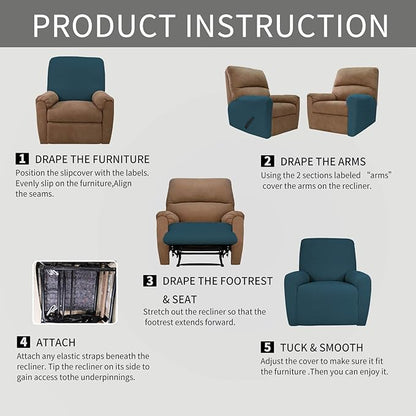 Easy-Going Recliner Stretch Sofa Slipcover Sofa Cover 4-Pieces Furniture - Image 4