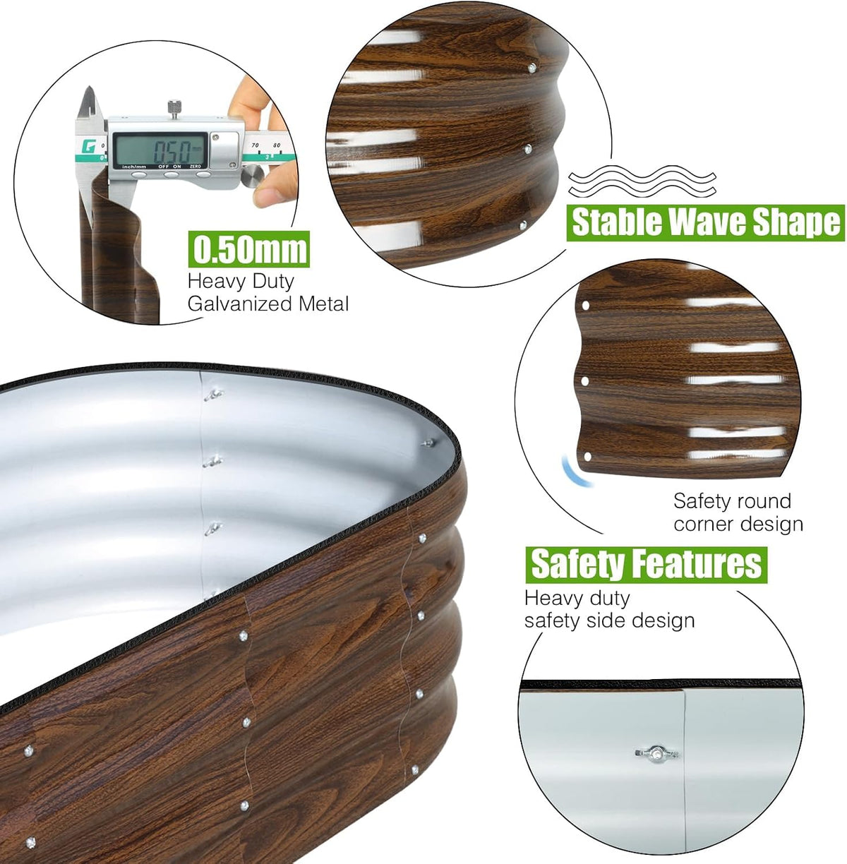 snugniture galvanized raised garden bed outdoor, 4 pcs, close-up detail