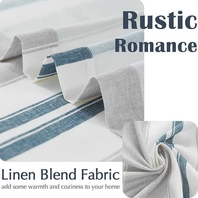 jinchan Striped Valance Farmhouse Window Treatment Linen Textured Drapes - Image 5