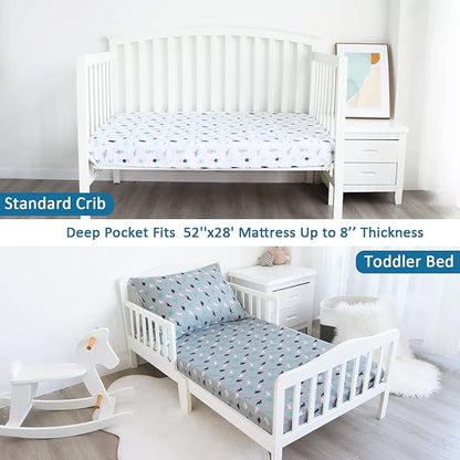 Crib Sheets for Boys or Girls 4 Pack, Baby Crib Sheets 52'' x 28'' for Standard - Image 6