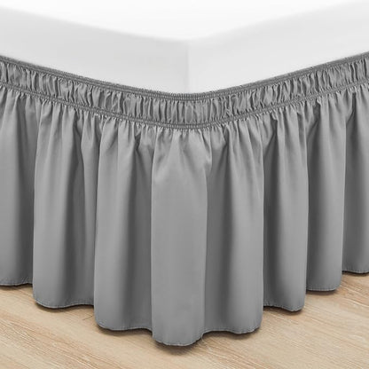 RIMELA Light Grey Bed Skirt Full Size 12 Inch Drop, Elastic Bed Skirting - Image 6