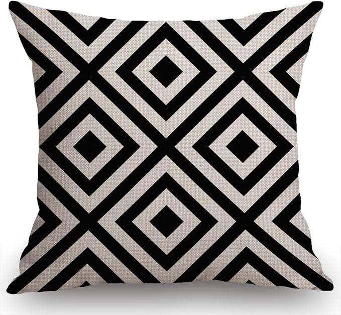 Swono Geometric Striped Black and White Diagonal Inclined Lines Throw Pillow - Image 5